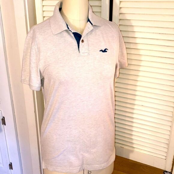 Hollister Men Stretch Cotton Poly blend Button-up Collared Polo Large - Picture 2 of 8